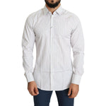 Dolce & Gabbana White Striped Formal MARTINI Shirt TSH5491- 40