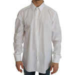 Dolce & Gabbana White 100% Cotton GOLD Slim Dress Shirt TSH2393- 37