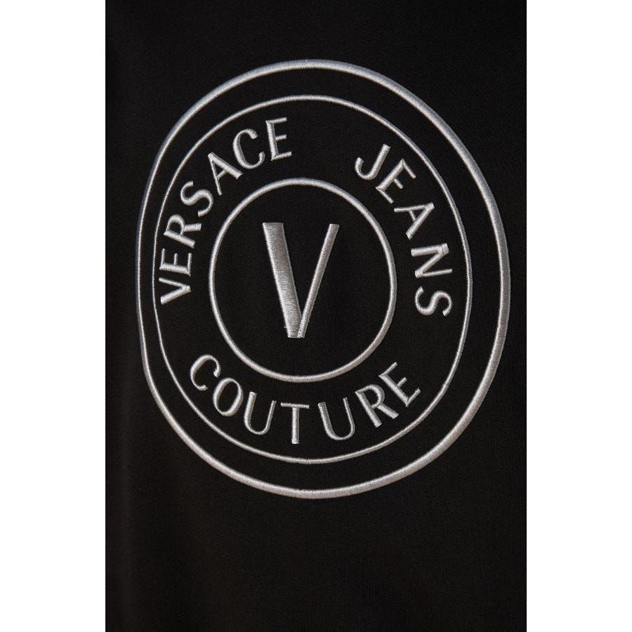 Versace Jeans Black Cotton Logo Details Hooded Sweatshirt
