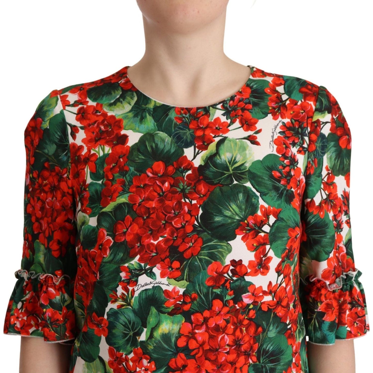 Dolce & Gabbana Multicolor Red Floral Shift Gown Dress DR28618- IT44
