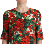 Dolce & Gabbana Multicolor Red Floral Shift Gown Dress DR28618- IT44