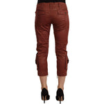 Just Cavalli Brown Lurex Mid Waist Cotton Cropped Capri Pants PAN72199 - 42