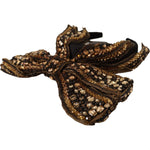 Dolce & Gabbana Gold Crystal Beaded Sequined Silk Bow Headband Diadem SMY100822#