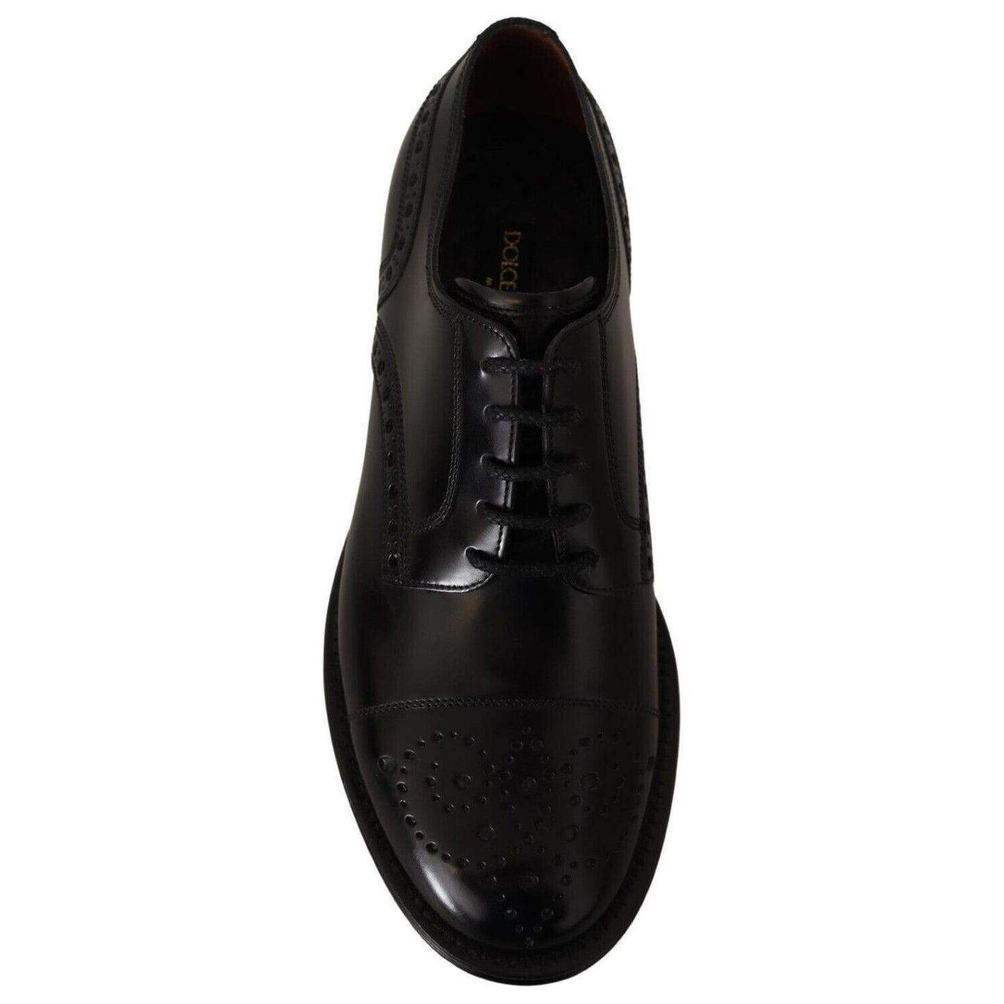 Dolce & Gabbana Black Leather Wingtip Mens Formal Derby Shoes