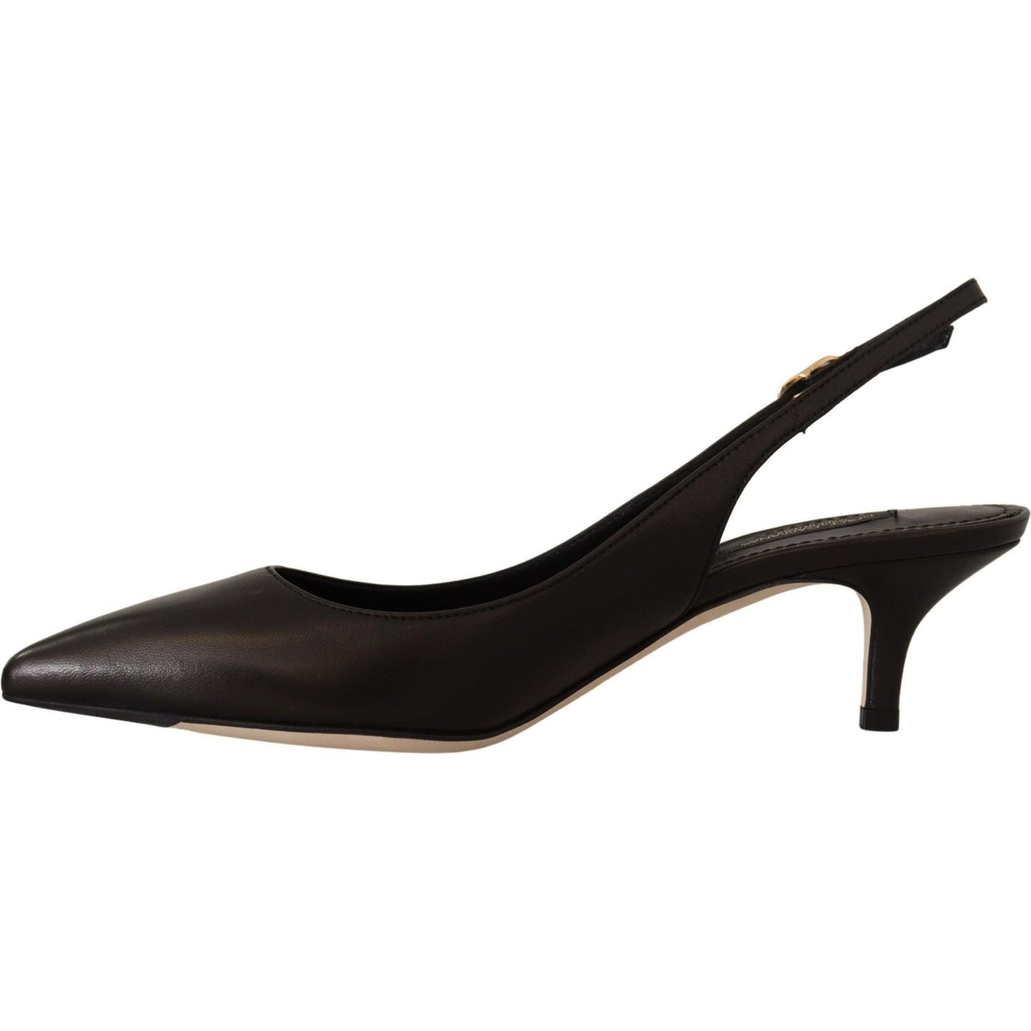 Dolce & Gabbana Black Leather Slingbacks Heels Pumps Shoes