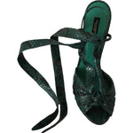 Dolce & Gabbana Green Python Strap Sandals Heels Shoes LA9780- 36