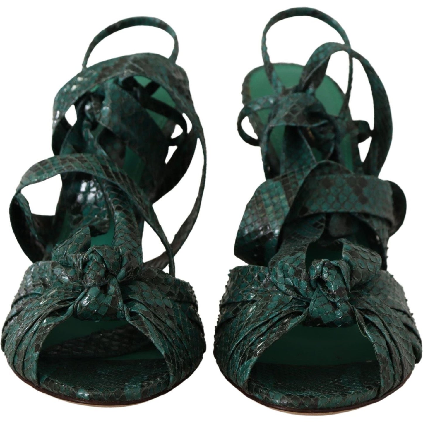 Dolce & Gabbana Green Python Strap Sandals Heels Shoes LA9780- 36