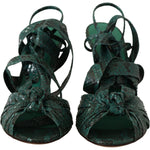 Dolce & Gabbana Green Python Strap Sandals Heels Shoes LA9780- 36