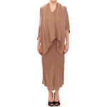 Lamberto Petri Brown Draped Silk Sheath Shift Coctail Dress GSD12594-2