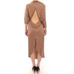 Lamberto Petri Brown Draped Silk Sheath Shift Coctail Dress GSD12594-2