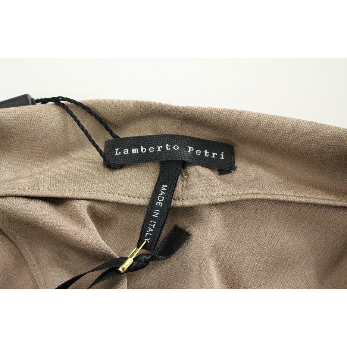 Lamberto Petri Brown Draped Silk Sheath Shift Coctail Dress GSD12594-2