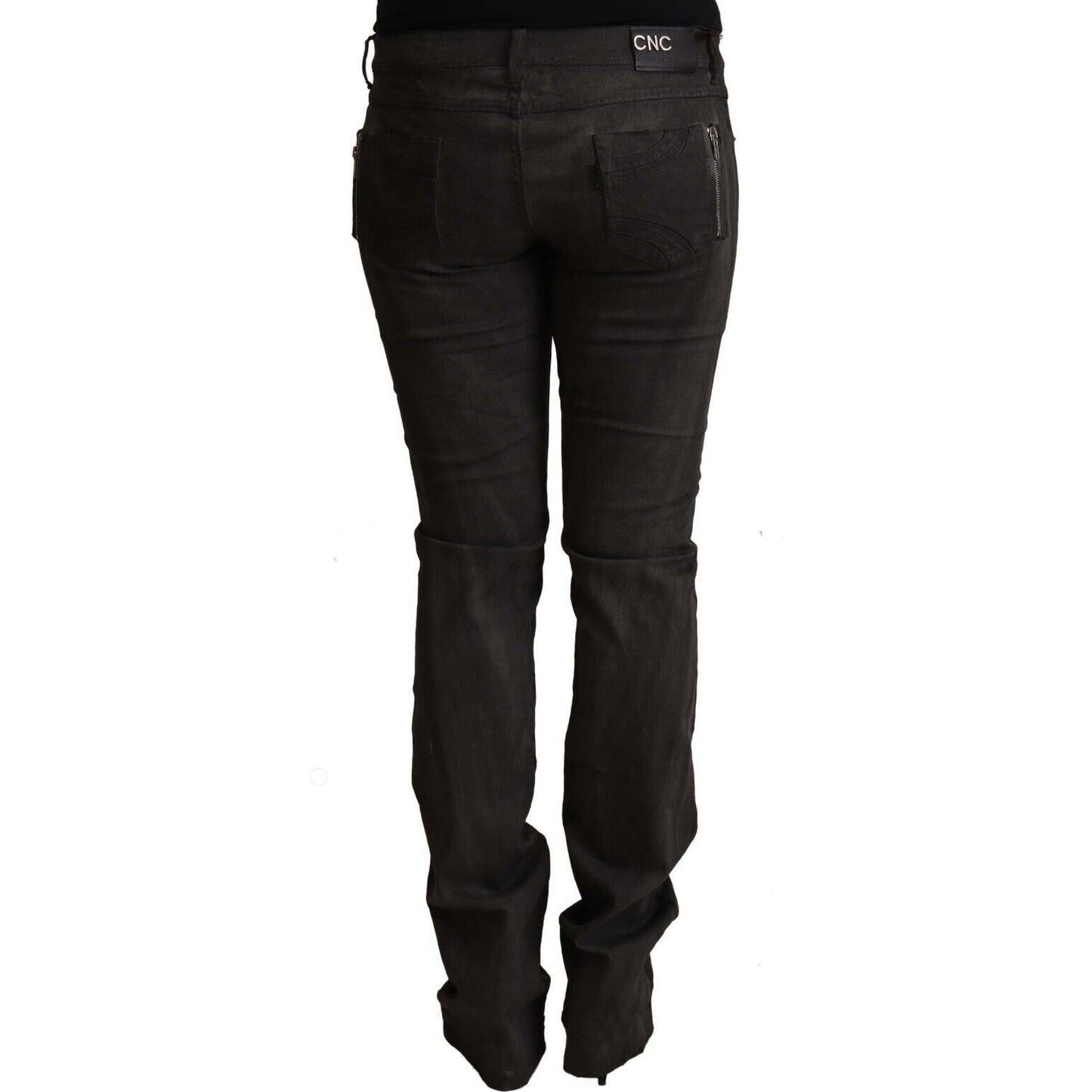 Costume National Black Cotton Mid Waist Skinny Pants
