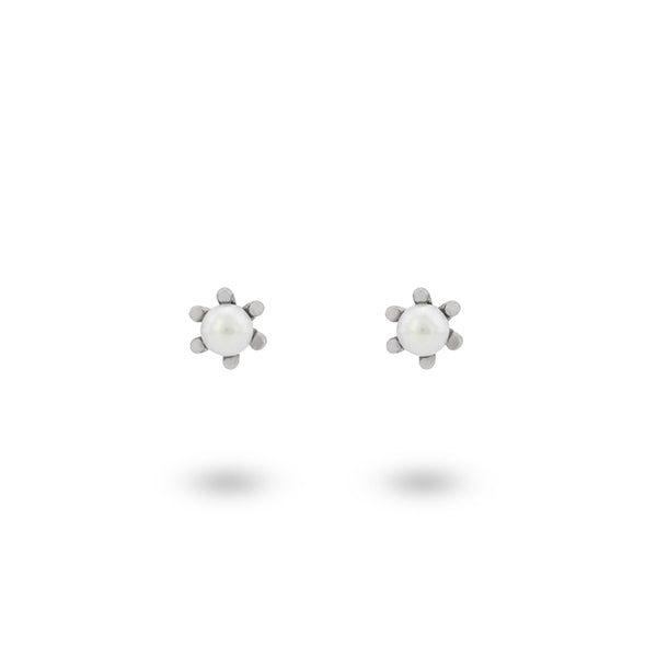 "Elegant stud earrings from 24KAE JEWELS JEWELRY Mod. 42420S with pearl center and silver design."