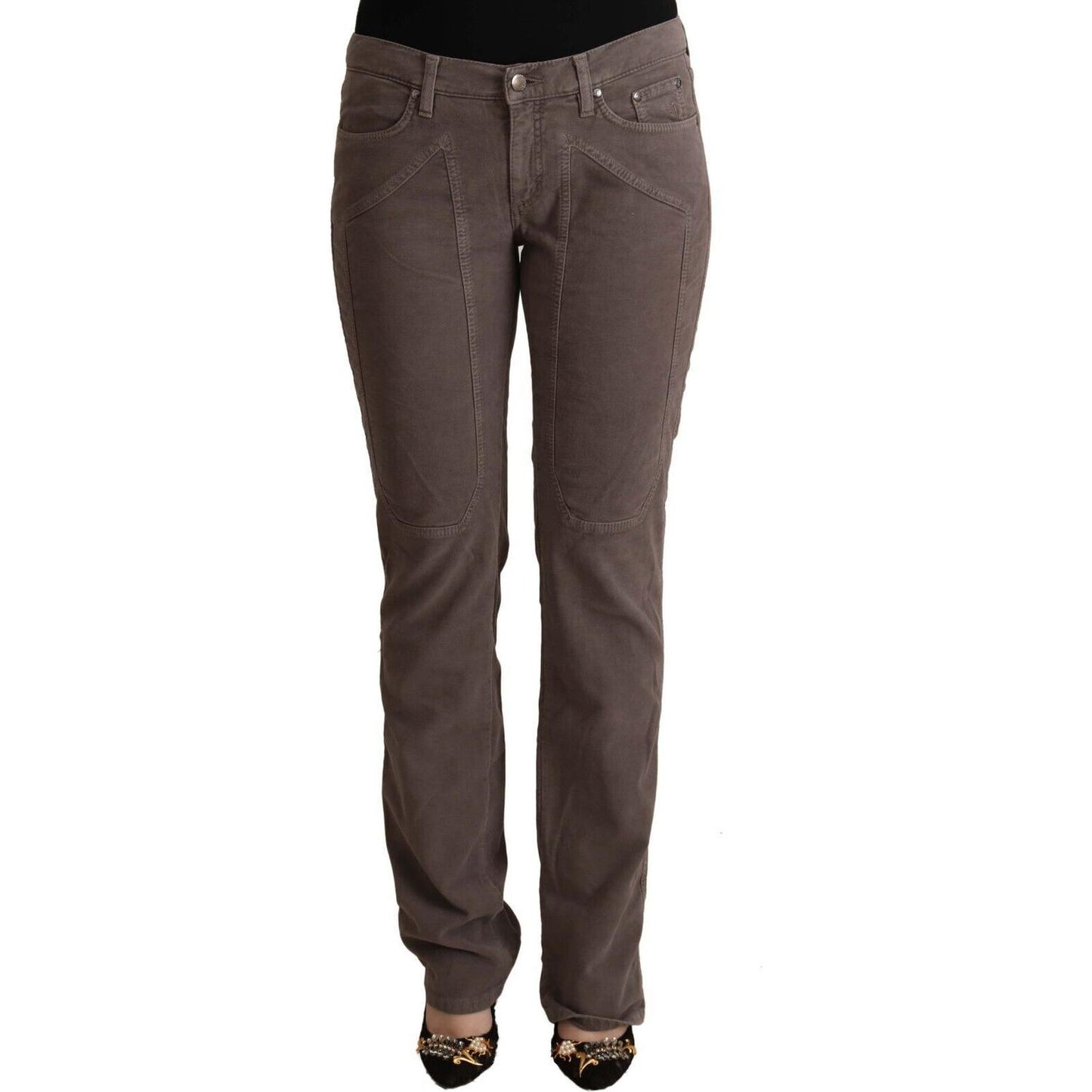 Jeckerson Brown Cotton Low Waist Iconic Patches Leg Denim Jeans PAN72680 - 31