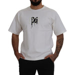 Dolce & Gabbana White Logo Print Cotton Crewneck T-shirt TSH83098- 46