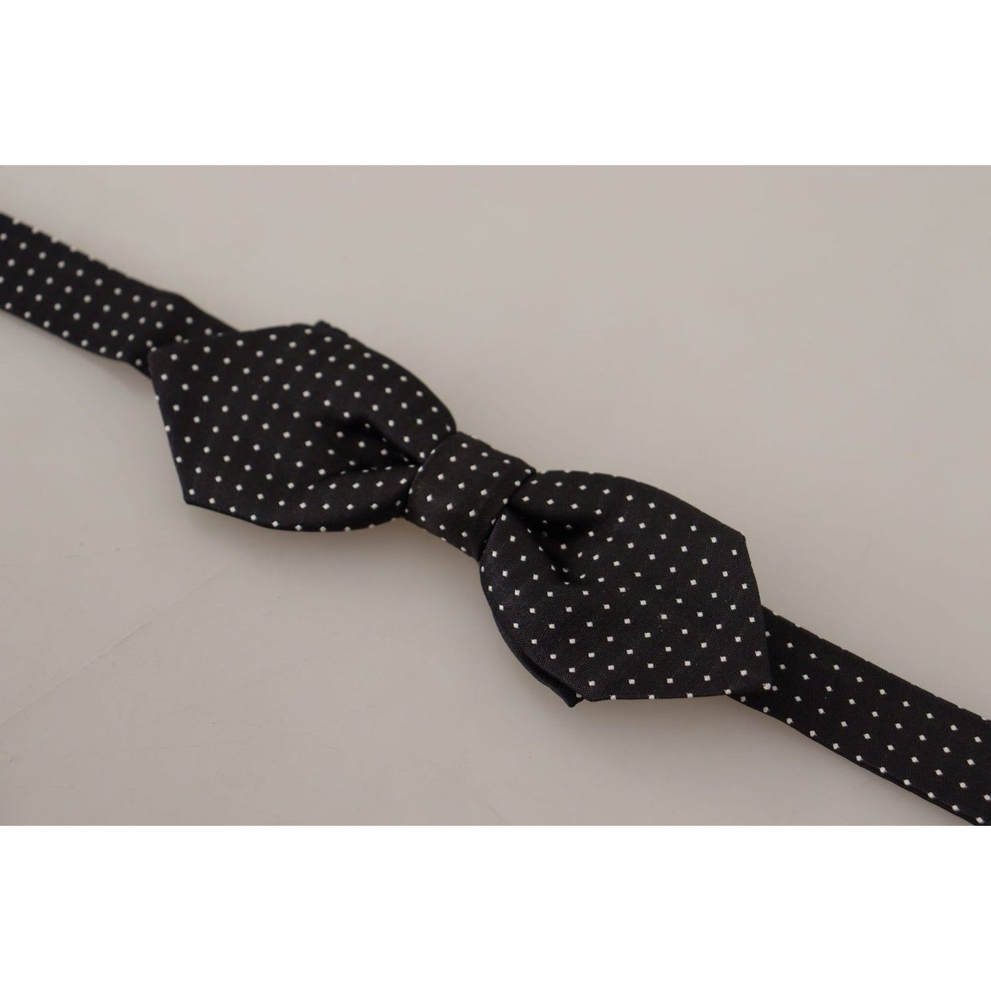Dolce & Gabbana Black White Polka Dot Adjustable Neck Papillon Bow Tie FT3676