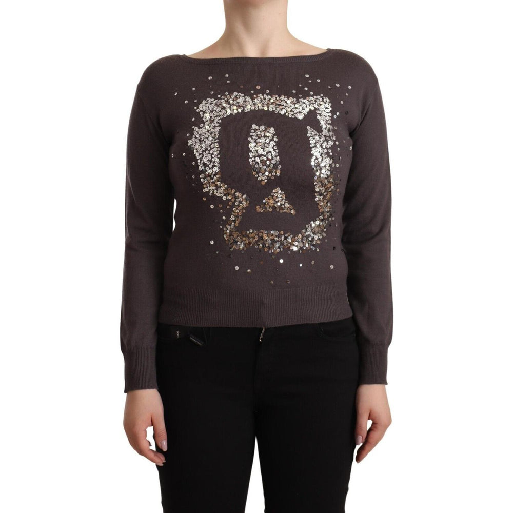 John Galliano Brown Wool Sequined Long Sleeves Pullover Sweater TSH6750 - 36