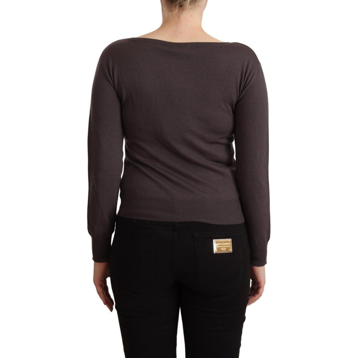 John Galliano Brown Wool Sequined Long Sleeves Pullover Sweater TSH6750 - 36