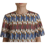 Dolce & Gabbana White Pencil Print Cotton T-shirt Blouse TSH7836- 40