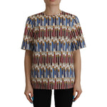 Dolce & Gabbana White Pencil Print Cotton T-shirt Blouse TSH7836- 40