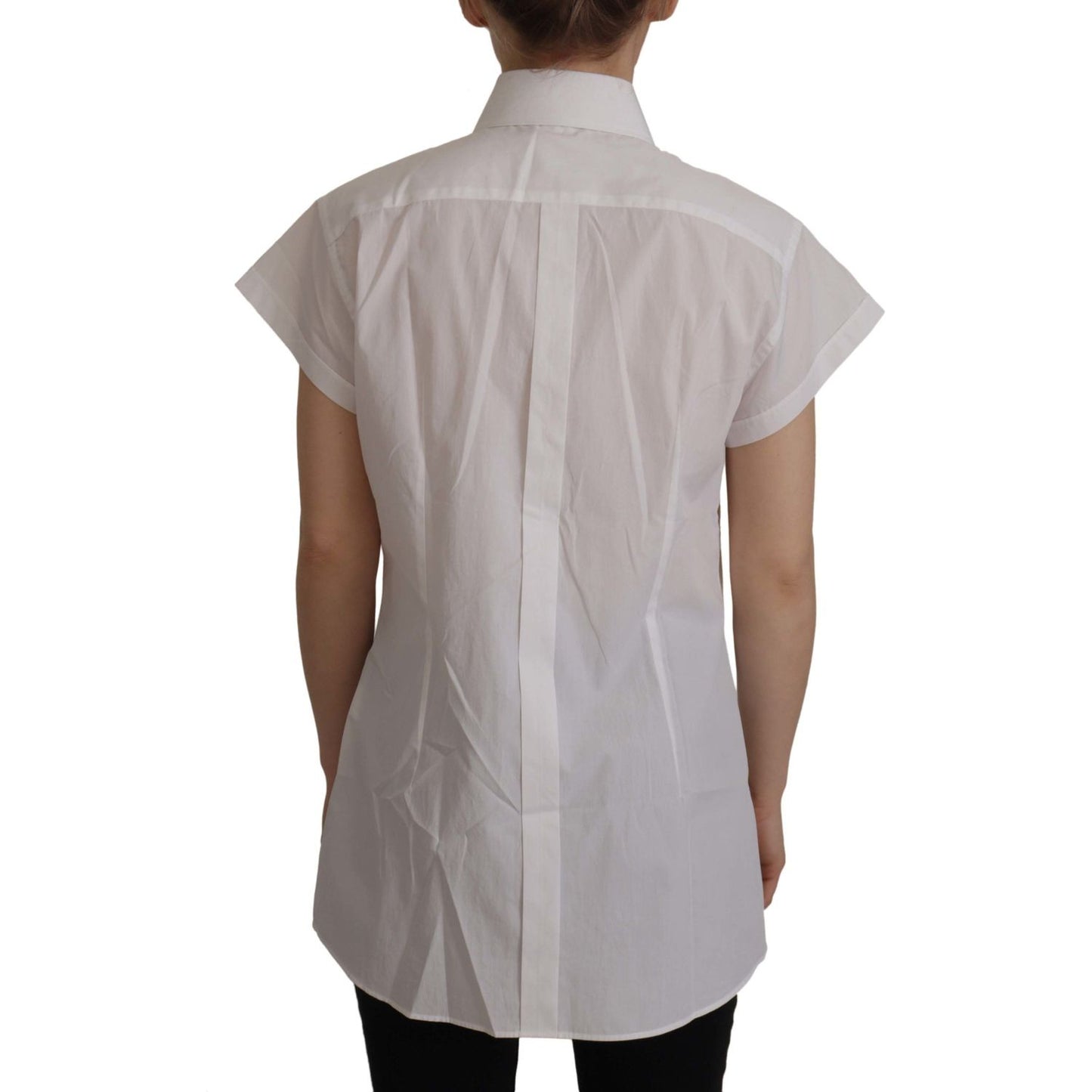 Dolce & Gabbana White Sleeveless Tuxedo Formal Blouse Top TSH7856- 44