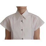 Dolce & Gabbana White Sleeveless Tuxedo Formal Blouse Top TSH7856- 44