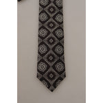 Dolce & Gabbana Black White Square Geometric Print Adjustable Accessory Tie KRA3178
