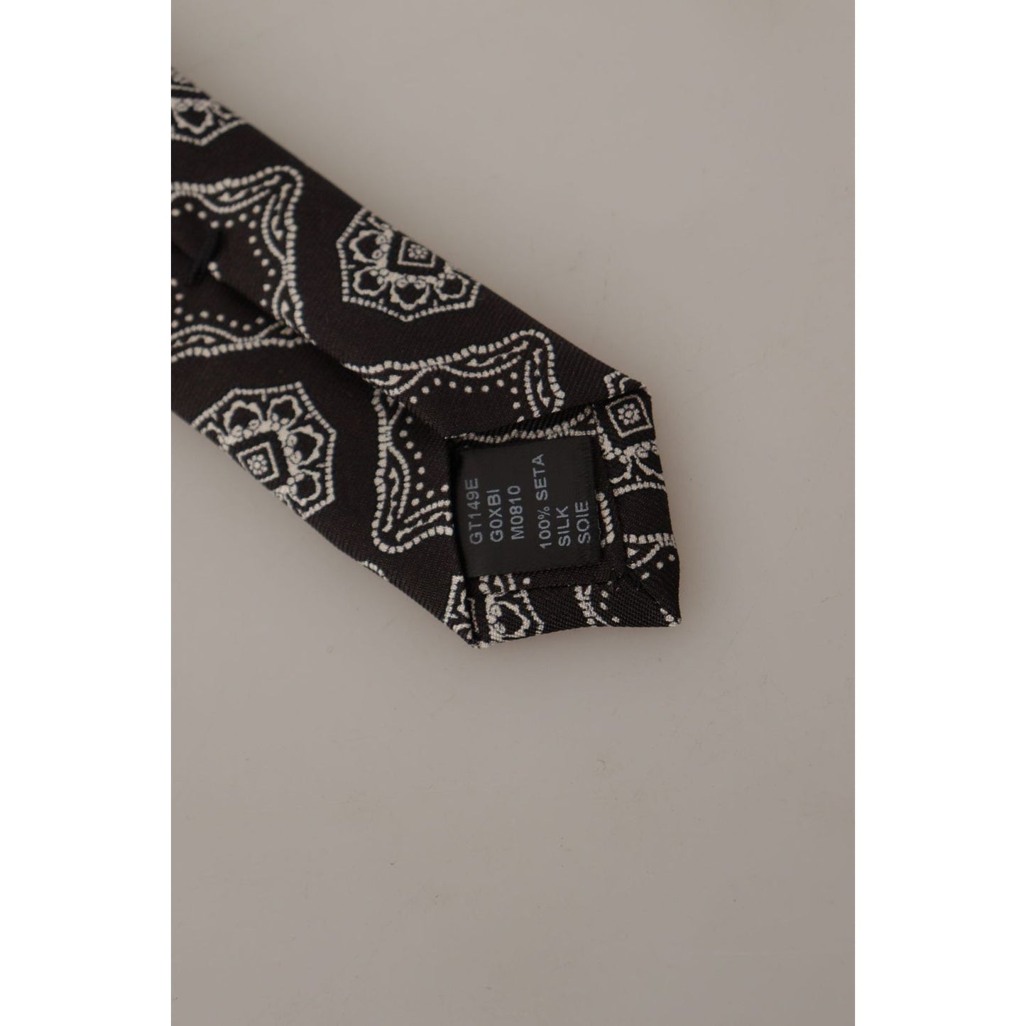 Dolce & Gabbana Black White Square Geometric Print Adjustable Accessory Tie KRA3178