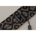 Dolce & Gabbana Black White Square Geometric Print Adjustable Accessory Tie KRA3178