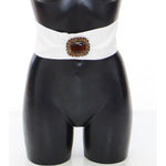Dolce & Gabbana White Crystal Brass Wide Waist Runway Belt Belt