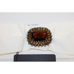 Dolce & Gabbana White Crystal Brass Wide Waist Runway Belt Belt
