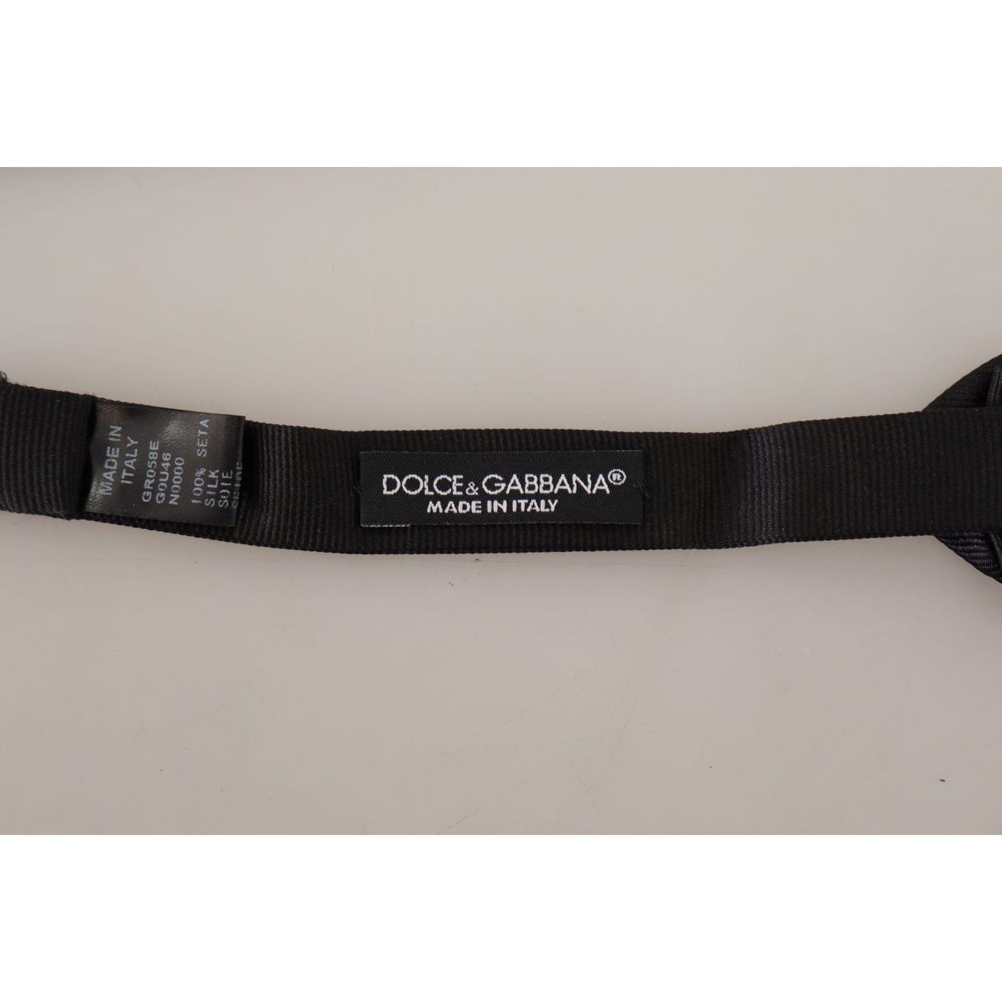 Dolce & Gabbana Black Solid 100% Silk Adjustable Neck Papillon Tie FT3646