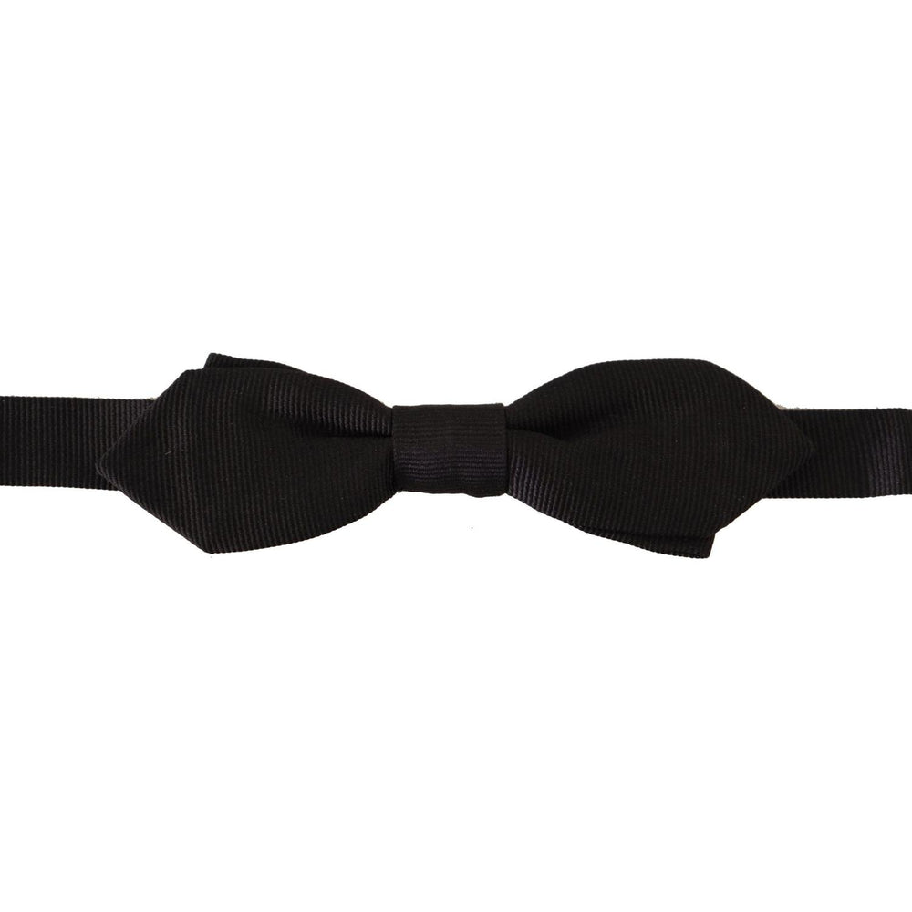 Dolce & Gabbana Black Solid 100% Silk Adjustable Neck Papillon Tie FT3646