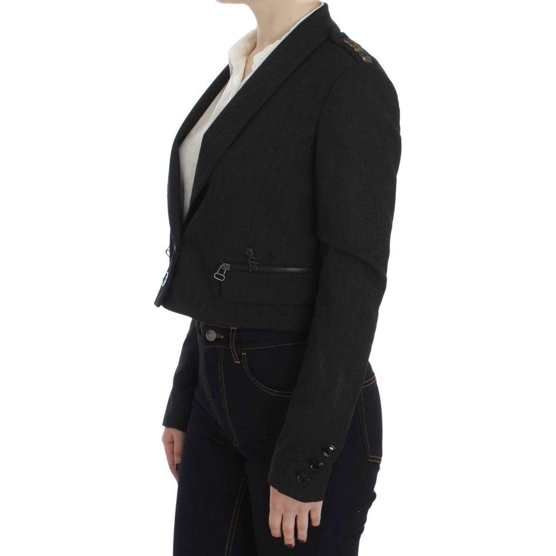 Exte Gray Stretch Gold Studded Short Jacket Coats & Jackets
