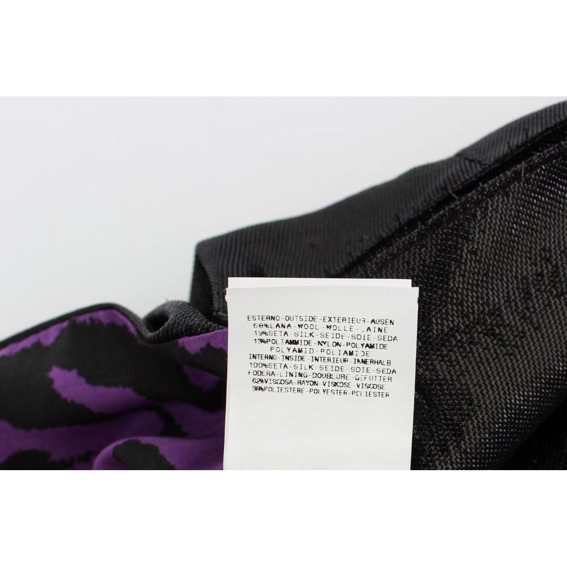 Exte Black Wool Silk Above Knee Straight Skirt