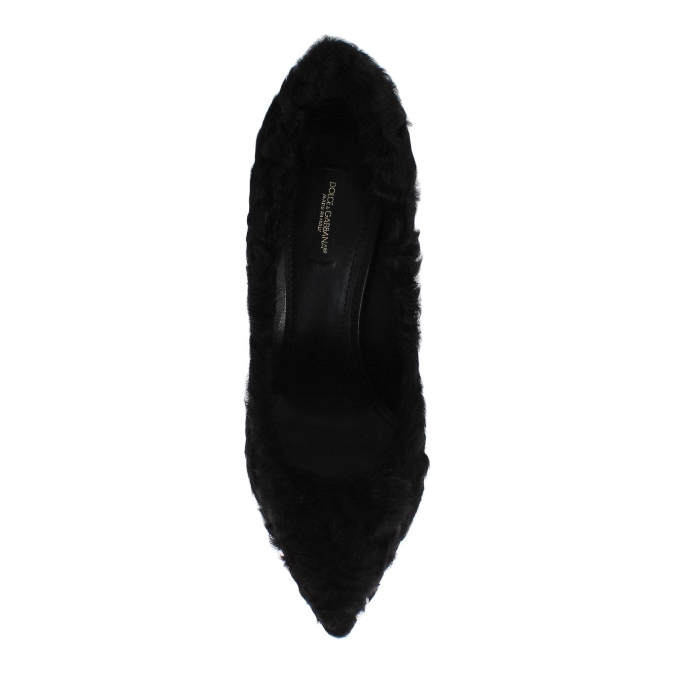 Dolce & Gabbana Black Xiangao Lamb Fur Leather Pumps LA3094-1