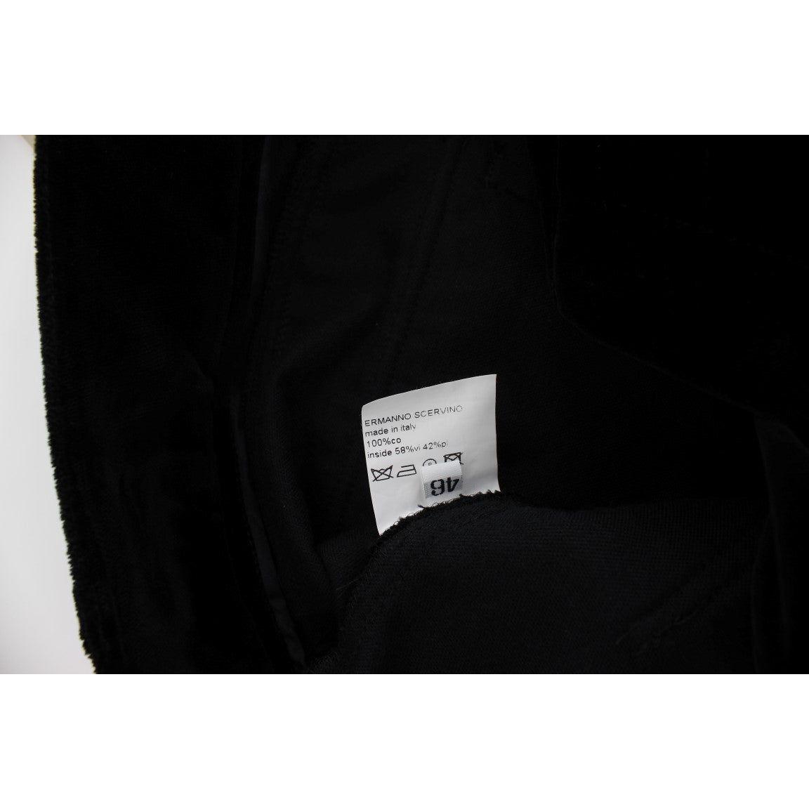 Ermanno Scervino Black Velvet Cotton Straight Legs Pants SIG30393-1