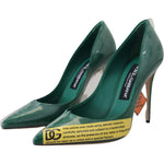 Dolce & Gabbana Green Leather Heels Pumps Plastic Shoes LA10079- 36