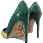 Dolce & Gabbana Green Leather Heels Pumps Plastic Shoes LA10079- 36
