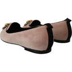 Dolce & Gabbana Pink Velvet Slip Ons Loafers Flats Shoes LA10084- 36