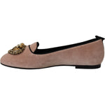 Dolce & Gabbana Pink Velvet Slip Ons Loafers Flats Shoes LA10084- 36
