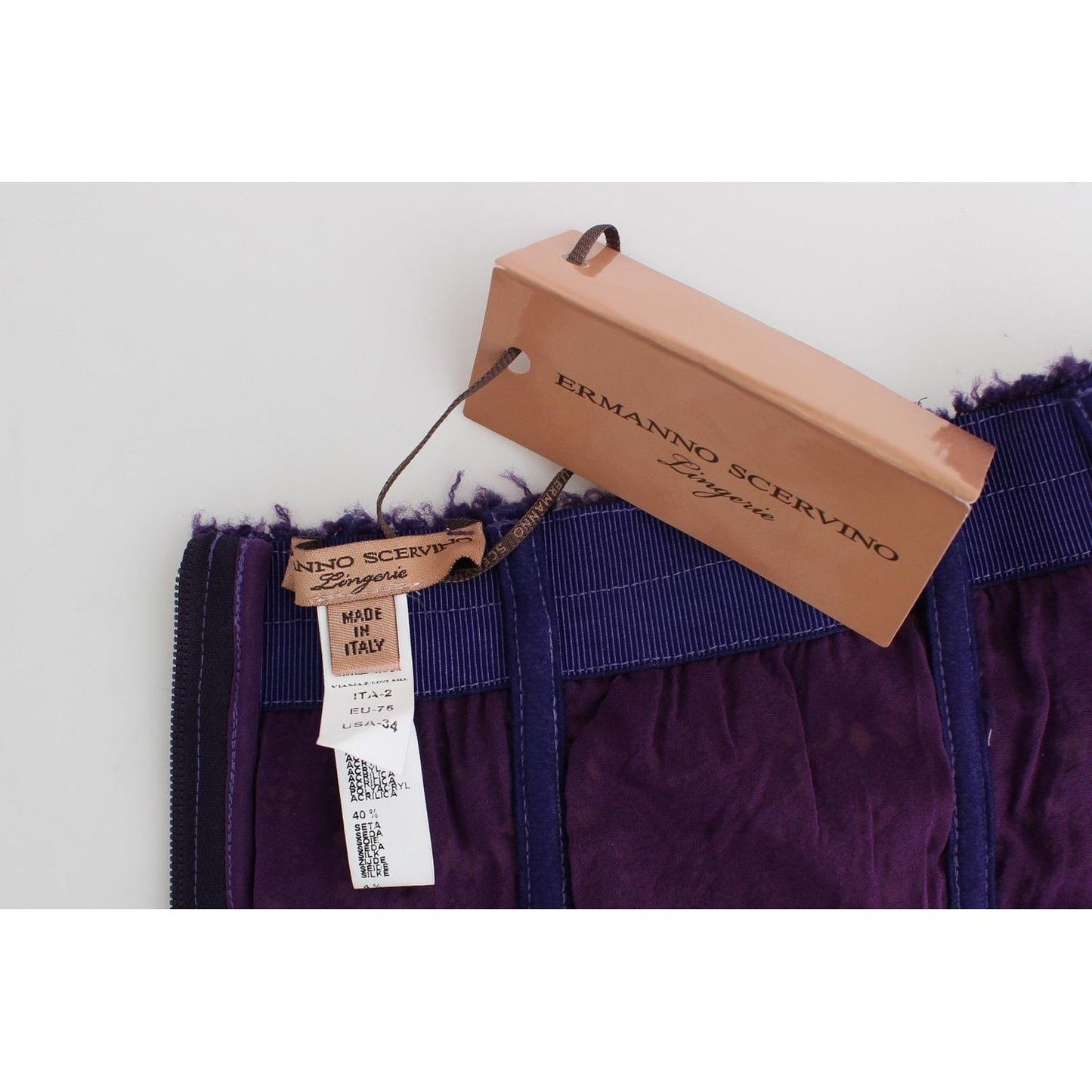 Ermanno Scervino Lingerie Purple Corset Bustier Top Floral Lace SIG11499-1