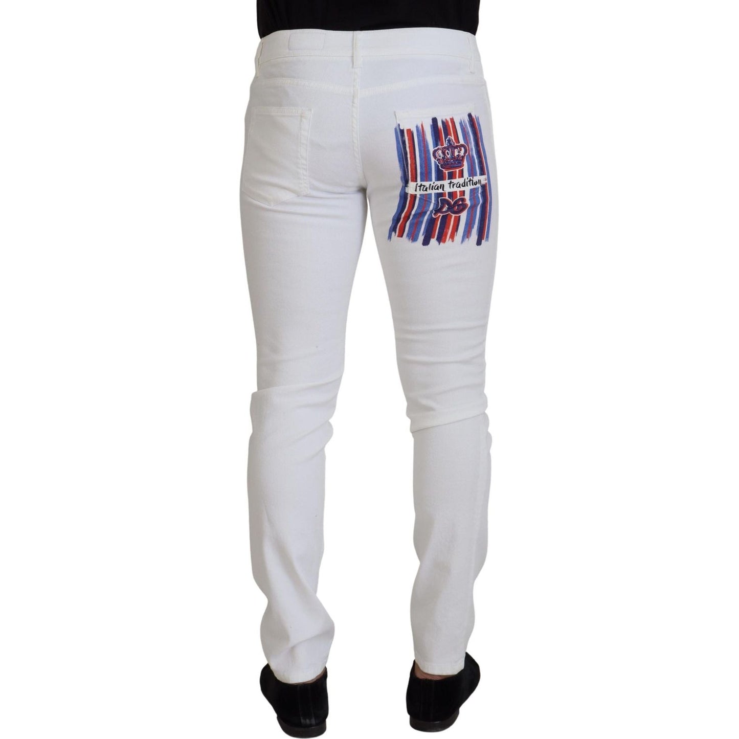 Dolce & Gabbana White Slim Skinny Stretch Cotton Denim Jeans PAN73308- 44