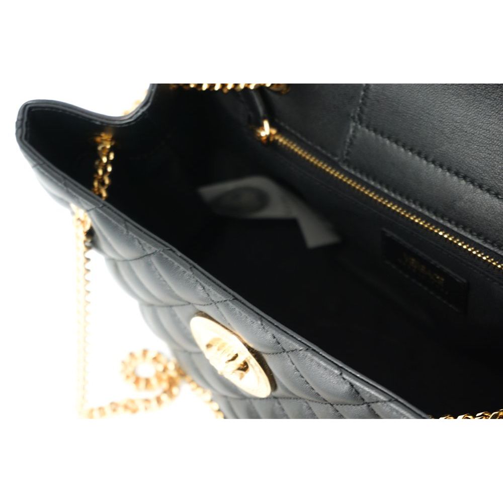 Versace Black Quilted Nappa Leather Medusa Tote Handbag
