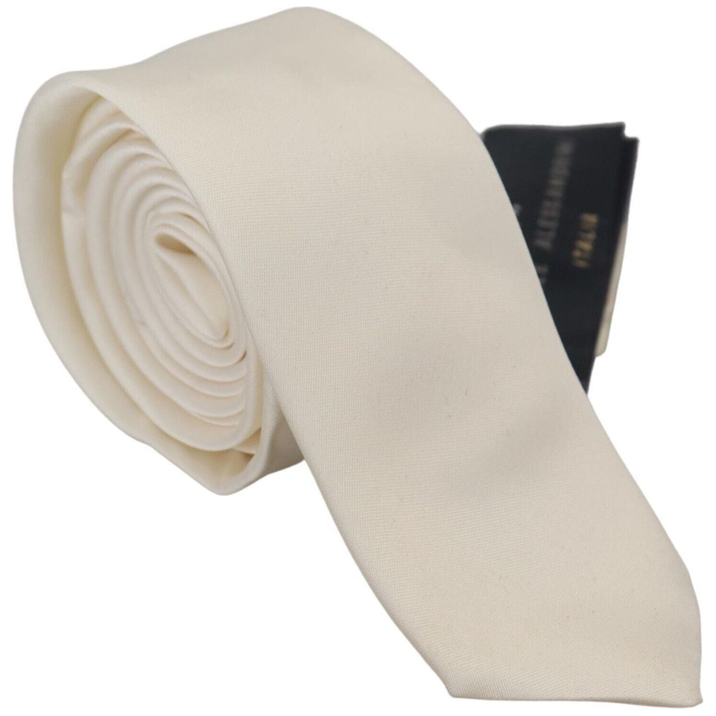 Daniele Alessandrini Off White Silk Men Necktie Adjustable Accessory Tie