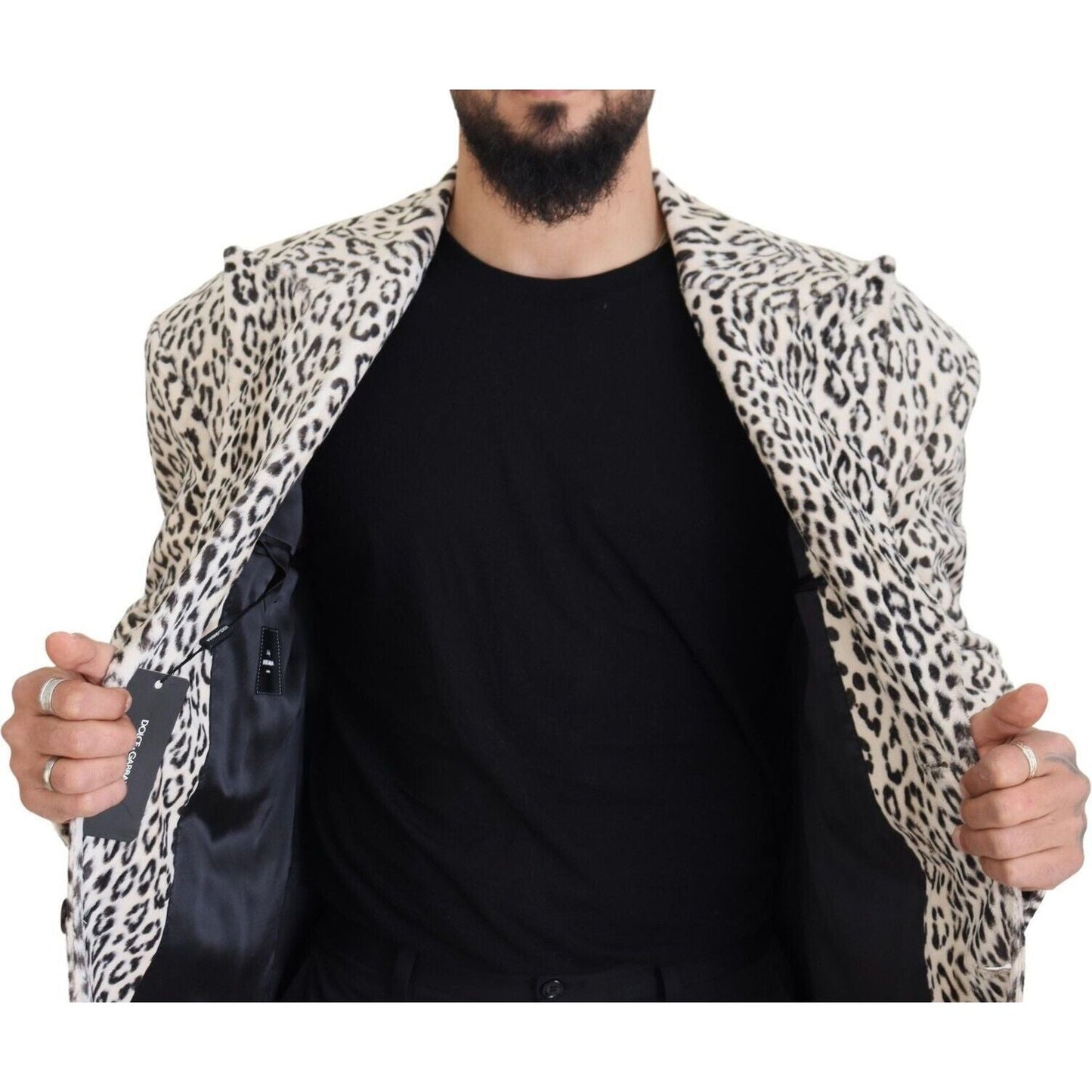 Dolce & Gabbana White Leopard Single Breasted Coat Blazer JKT3445 - 50