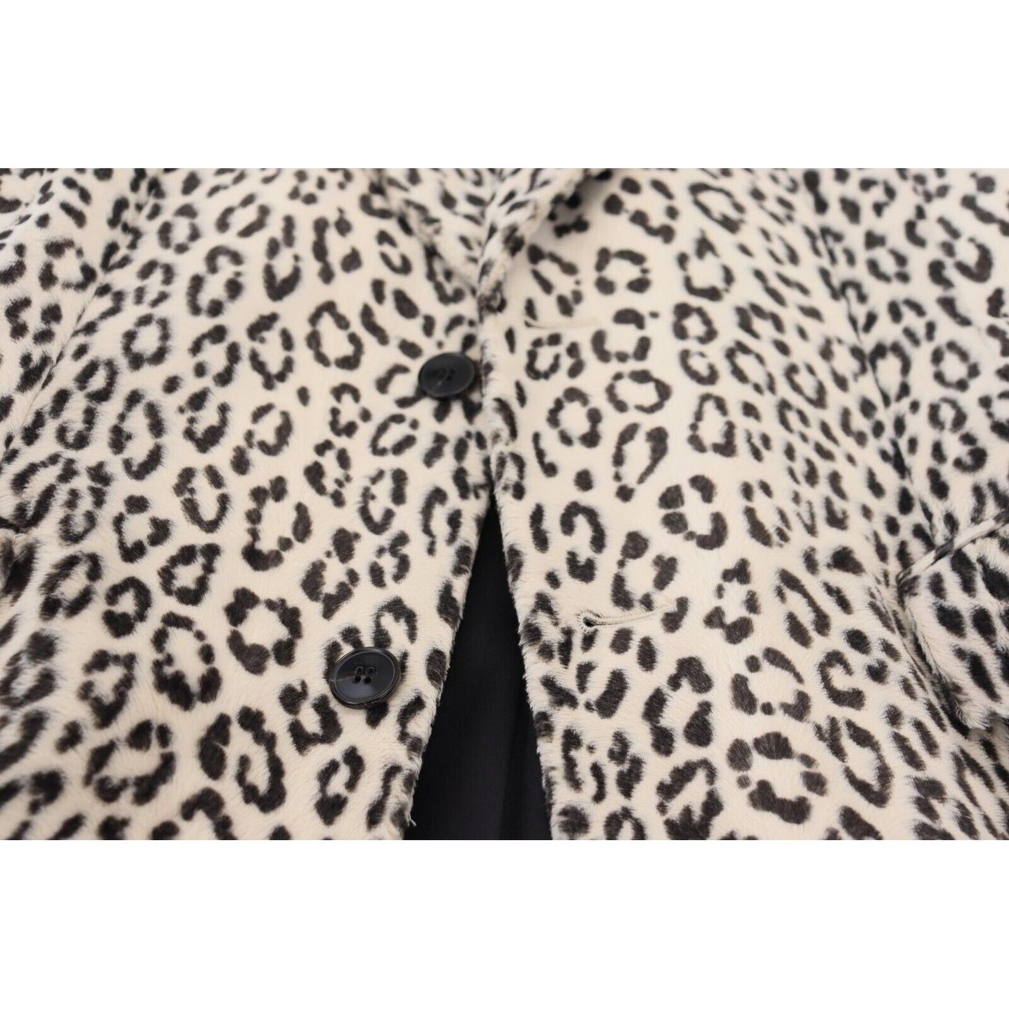 Dolce & Gabbana White Leopard Single Breasted Coat Blazer JKT3445 - 50