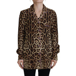 Dolce & Gabbana Brown Leopard Print Long Sleeves Blouse Top TSH83247 - 38