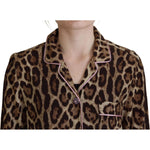 Dolce & Gabbana Brown Leopard Print Long Sleeves Blouse Top TSH83247 - 38