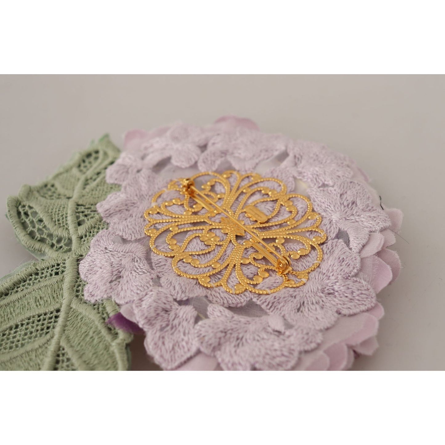 Dolce & Gabbana Purple Floral Gold Tone Brass Women Brooch SMY101435